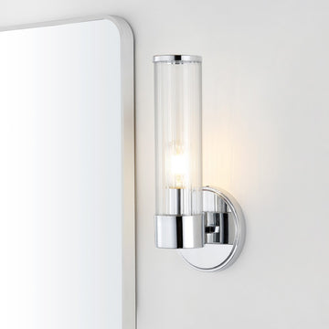 Cecil Tall Cylinder Iron/Striped Glass Modern Mid-Century LED Vanity - JONATHAN Y